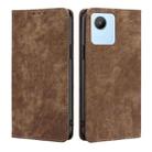 For Realme C30 4G/Narzo 50i Prime RFID Anti-theft Brush Magnetic Leather Phone Case(Brown) - 1