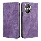 For Honor X40i RFID Anti-theft Brush Magnetic Leather Phone Case(Purple) - 1