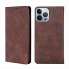 For iPhone 14 Pro Skin Feel Magnetic Leather Phone Case(Dark Brown) - 1