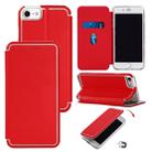 For iPhone SE 2022 / SE 2020 Ultra-thin Magnetic Fitted Leather Flip Case with Holder & Card Slot(Red) - 1