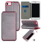 For iPhone SE 2022 / SE 2020 Ultra-thin Magnetic Fitted Leather Flip Case with Holder & Card Slot(Gray) - 1