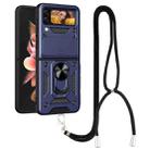 For Samsung Galaxy Z Flip4 Lanyard Slide Camshield Ring Phone Case(Royal Blue) - 1