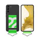 For Samsung Galaxy S22+ 5G Slim Wrist Strap Bracket PC Phone Case(Black+Green Strap) - 1