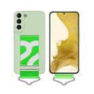 For Samsung Galaxy S22+ 5G Slim Wrist Strap Bracket PC Phone Case(Light Green+Green Strap) - 1