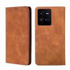 For vivo iQOO 10 Pro 5G Skin Feel Magnetic Horizontal Flip Leather Phone Case(Light Brown) - 1