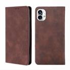 For Nothing Phone 1 Skin Feel Magnetic Horizontal Flip Leather Phone Case(Dark Brown) - 1