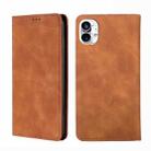 For Nothing Phone 1 Skin Feel Magnetic Horizontal Flip Leather Phone Case(Light Brown) - 1