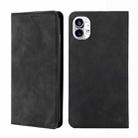 For Nothing Phone 1 Skin Feel Magnetic Horizontal Flip Leather Phone Case(Black) - 1