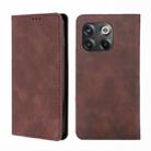 For OnePlus 10T Skin Feel Magnetic Horizontal Flip Leather Phone Case(Dark Brown) - 1