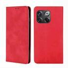 For OnePlus 10T Skin Feel Magnetic Horizontal Flip Leather Phone Case(Red) - 1