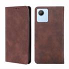 For Realme C30 4G/Narzo 50i Prime Skin Feel Magnetic Horizontal Flip Leather Phone Case(Dark Brown) - 1