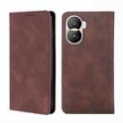 For Honor X40i Skin Feel Magnetic Horizontal Flip Leather Phone Case(Dark Brown) - 1