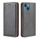 For iPhone 14 Grid Texture Magnetic Flip Leather Phone Case (Grey) - 1