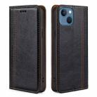 For iPhone 14 Grid Texture Magnetic Flip Leather Phone Case (Black) - 1