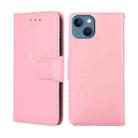 For iPhone 14 Crystal Texture Horizontal Flip Leather Phone Case (Pink) - 1