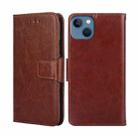 For iPhone 14 Crystal Texture Horizontal Flip Leather Phone Case (Brown) - 1