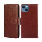 For iPhone 14 Plus Crystal Texture Horizontal Flip Leather Phone Case (Brown) - 1