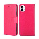 For Nothing Phone 1 Crystal Texture Horizontal Flip Leather Phone Case(Rose Red) - 1
