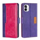 For Nothing Phone 1 Contrast Color Side Buckle Leather Phone Case(Purple + Rose Red) - 1