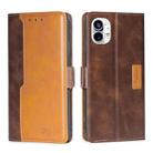 For Nothing Phone 1 Contrast Color Side Buckle Leather Phone Case(Dark Brown + Gold) - 1