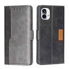 For Nothing Phone 1 Contrast Color Side Buckle Leather Phone Case(Black + Grey) - 1