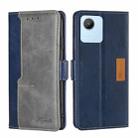 For Realme C30 4G/Narzo 50i Prime Contrast Color Side Buckle Leather Phone Case(Blue + Grey) - 1