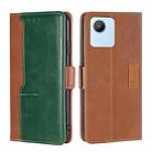 For Realme C30 4G/Narzo 50i Prime Contrast Color Side Buckle Leather Phone Case(Light Brown + Green) - 1