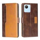 For Realme C30 4G/Narzo 50i Prime Contrast Color Side Buckle Leather Phone Case(Dark Brown + Gold) - 1