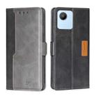 For Realme C30 4G/Narzo 50i Prime Contrast Color Side Buckle Leather Phone Case(Black + Grey) - 1