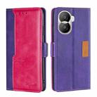 For Honor X40i Contrast Color Side Buckle Leather Phone Case(Purple + Rose Red) - 1