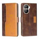 For Honor X40i Contrast Color Side Buckle Leather Phone Case(Dark Brown + Gold) - 1