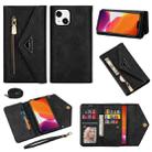 For iPhone 14 Skin Feel Zipper Horizontal Flip Leather Case (Black) - 1