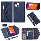 For iPhone 14 Skin Feel Zipper Horizontal Flip Leather Case Max(Blue) - 1