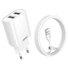 REMAX RP-U35 Jane Series 2.1A Dual USB Port Fast Charger Set, Cable:Micro USB(EU Plug) - 1