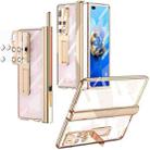 For Huawei Mate X2 Magnetic Hinges Plating Phone Case with Holder(Champagne Gold) - 1