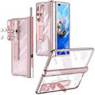 For Huawei Mate X2 Magnetic Hinges Plating Phone Case with Holder(Rose Gold) - 1