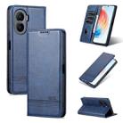 For Honor X40i AZNS Magnetic Calf Texture Flip Leather Phone Case(Dark Blue) - 1