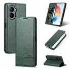 For Honor X40i AZNS Magnetic Calf Texture Flip Leather Phone Case(Dark Green) - 1