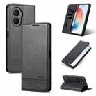 For Honor X40i AZNS Magnetic Calf Texture Flip Leather Phone Case(Black) - 1