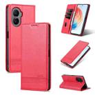 For Honor X40i AZNS Magnetic Calf Texture Flip Leather Phone Case(Red) - 1