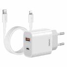 REMAX RP-U68 20W USB+USB-C/Type-C Dual Interface Fast Charger Set, Specification:EU Plug(White) - 1