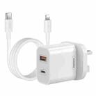 REMAX RP-U68 20W USB+USB-C/Type-C Dual Interface Fast Charger Set, Specification:UK Plug(White) - 1