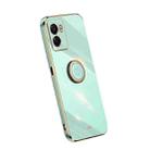 For OPPO A57 4G XINLI Straight Edge Electroplate TPU Phone Case with Ring(Mint Green) - 1