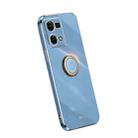 For OPPO Reno7 4G XINLI Straight Edge Electroplate TPU Phone Case with Ring(Celestial Blue) - 1