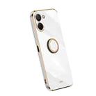 For Realme V20 5G XINLI Straight Edge Electroplate TPU Phone Case with Ring(White) - 1