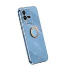 For vivo iQOO 10 XINLI Straight Edge Electroplate TPU Phone Case with Ring(Celestial Blue) - 1