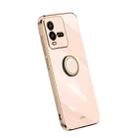 For vivo iQOO 10 XINLI Straight Edge Electroplate TPU Phone Case with Ring(Pink) - 1