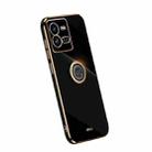 For vivo iQOO 10 Pro XINLI Straight Edge Electroplate TPU Phone Case with Ring(Black) - 1