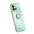 For vivo iQOO 10 Pro XINLI Straight Edge Electroplate TPU Phone Case with Ring(Mint Green) - 1