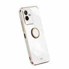 For vivo T2x 5G XINLI Straight Edge Electroplate TPU Phone Case with Ring(White) - 1